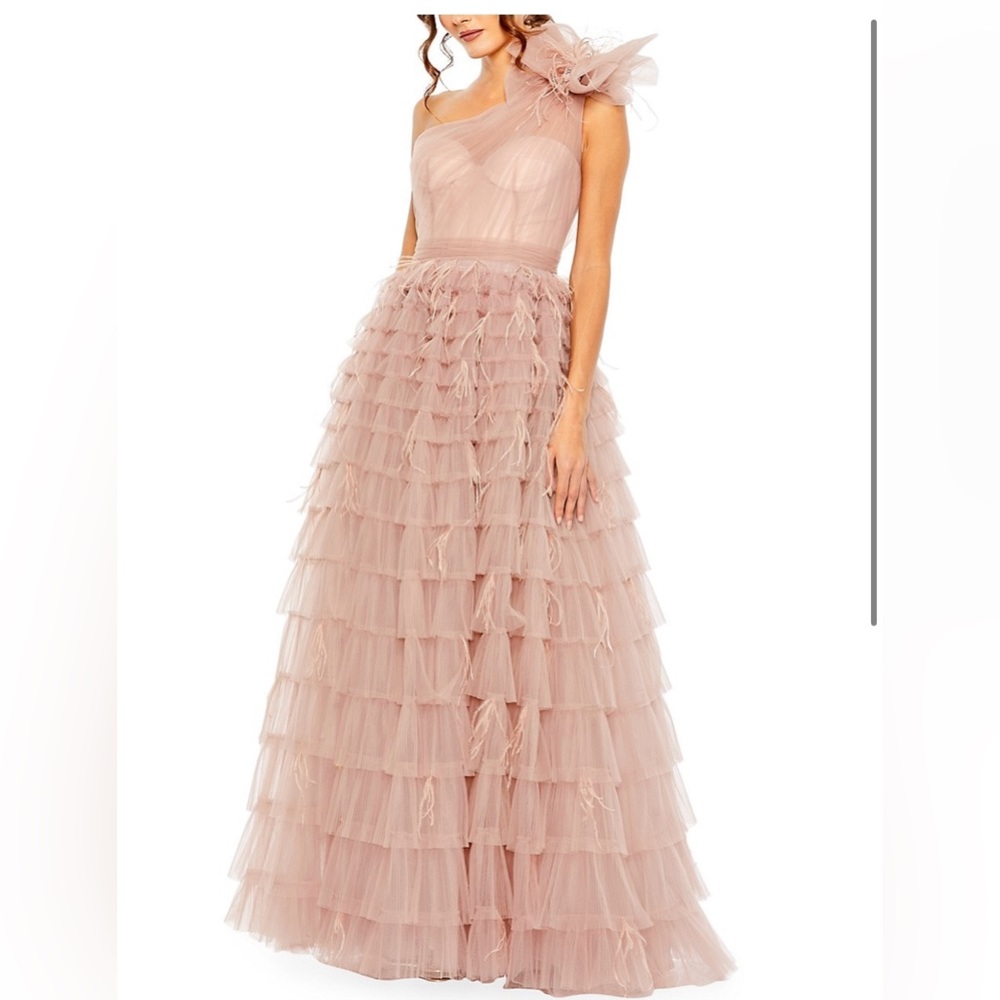 Mac Duggal- Pink One shoulder tulle gown sz12